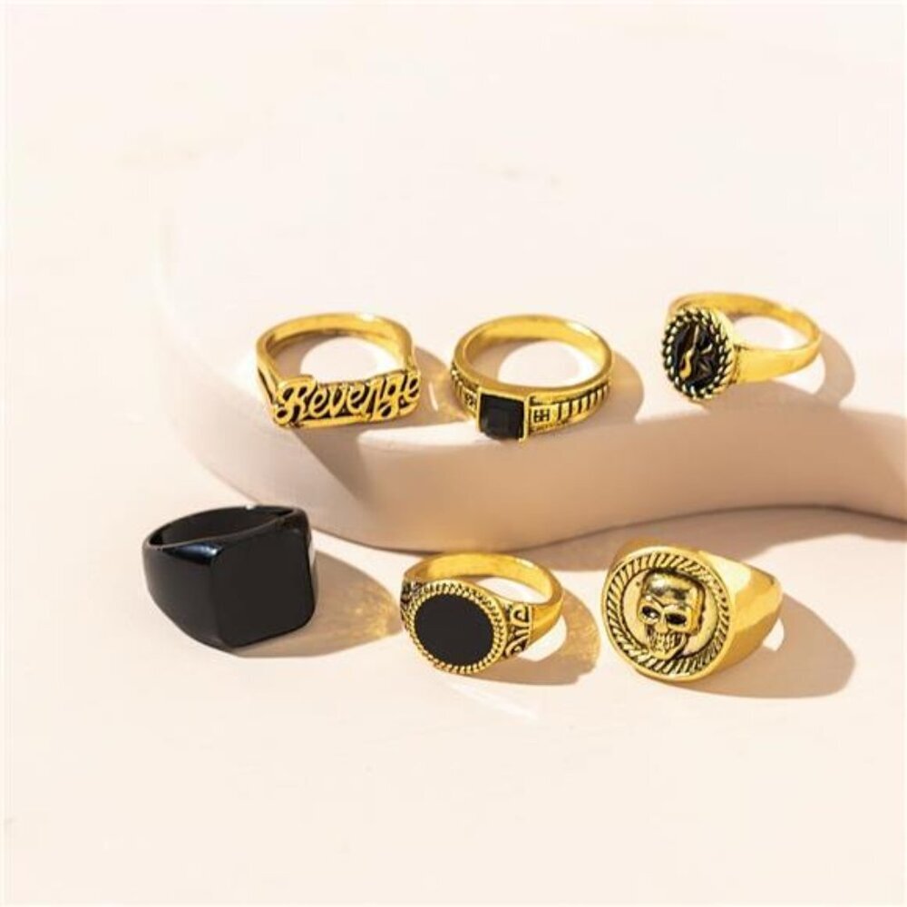 6Pcs Gold Knuckle Stackable Finger Rings Set Retro Rings - Picture 7 of 8